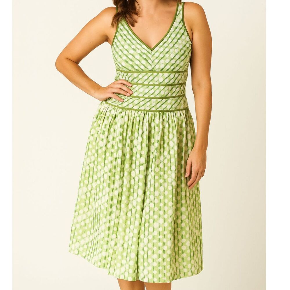 Signature by Robbie Bee Green Polka Dot Fit & Flare Dress Size 6
